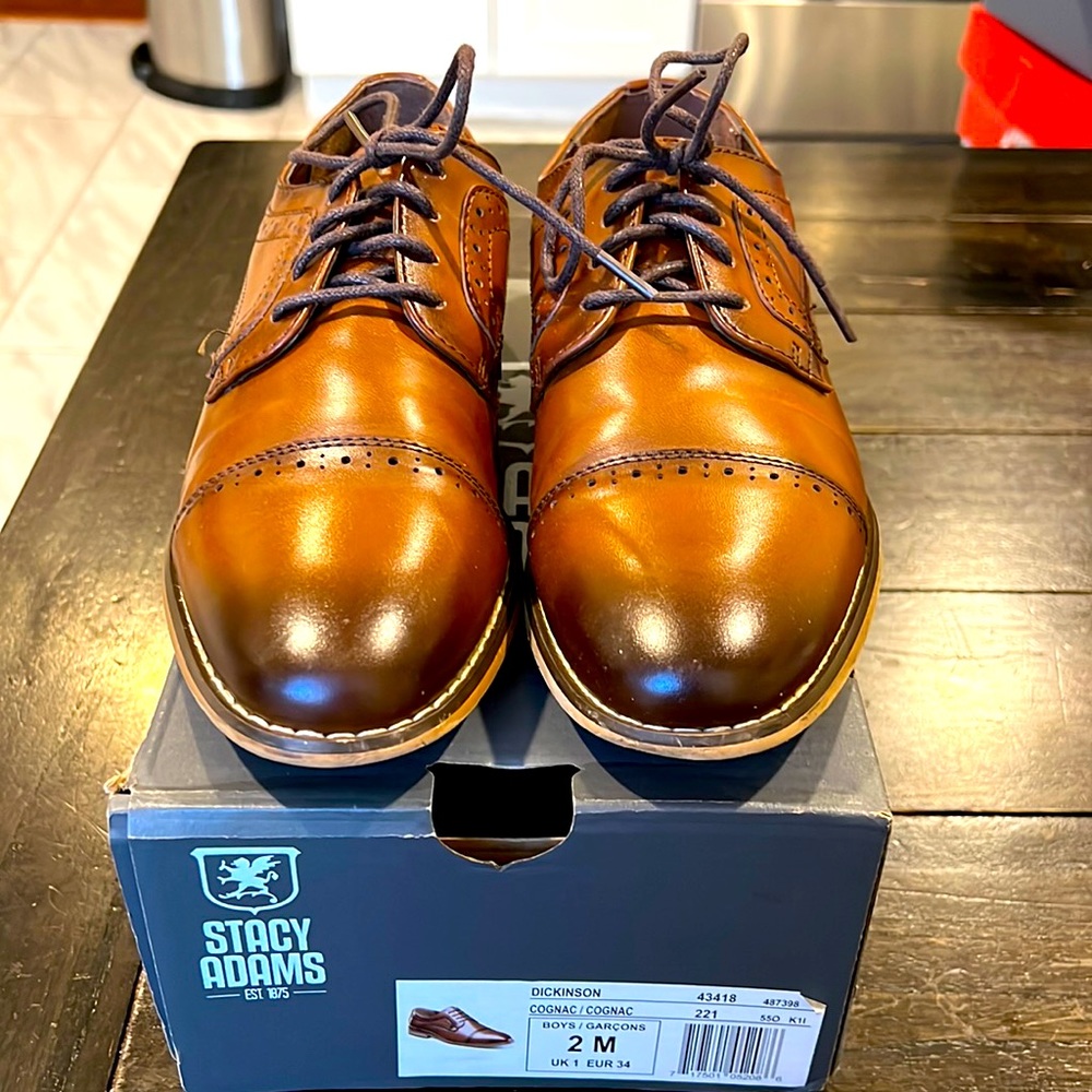 Boys Stacy Adams Cognac Dress Shoes